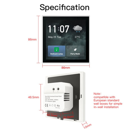 Tuya/Smart Life Home Multi-Functional Touch Screen Control Panel 4 inches Central for Intelligent Scenes Devices With ZigBee Hub