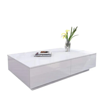 High Gloss Wooden Coffee Table, 4 Storage Drawers, Modern Living Room, New