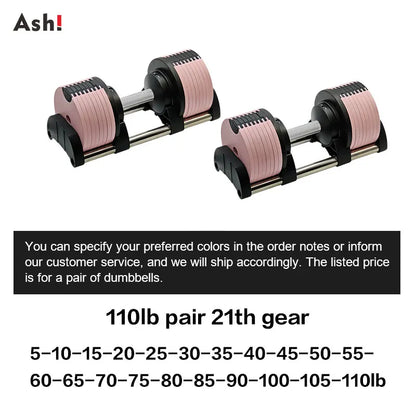 Multi-Color Adjustable Dumbbell Set, 2KG(5LB) or 4KG(9LB) Increment, Up to 50KG(110LB), Fast Adjustable Dumbbells for Home Gym