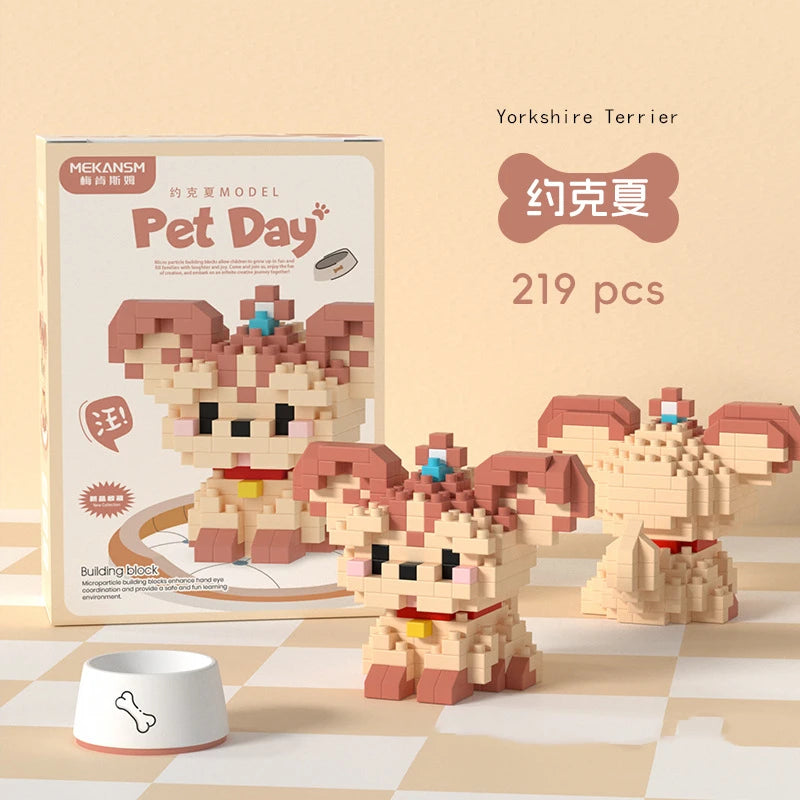 New Pet Teddy Husky Dog And Cat Toy Small Particle Building Blocks Puzzle Assembled Children's Toys