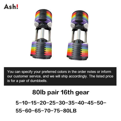Multi-Color Adjustable Dumbbell Set, 2KG(5LB) or 4KG(9LB) Increment, Up to 50KG(110LB), Fast Adjustable Dumbbells for Home Gym