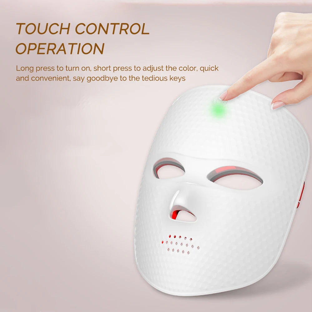 Wireless LED Facial Mask 7 Colors Light Photon Skin Tighten Rejuvenation Brighten Anti-Aging Skin Beauty Device