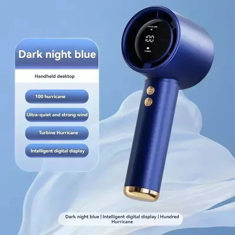 Portable Mini Handheld Fan Type C Rechargeable Digital Display Fan High-Speed Electric Cooling Fan Desktop Outdoor Small Fans