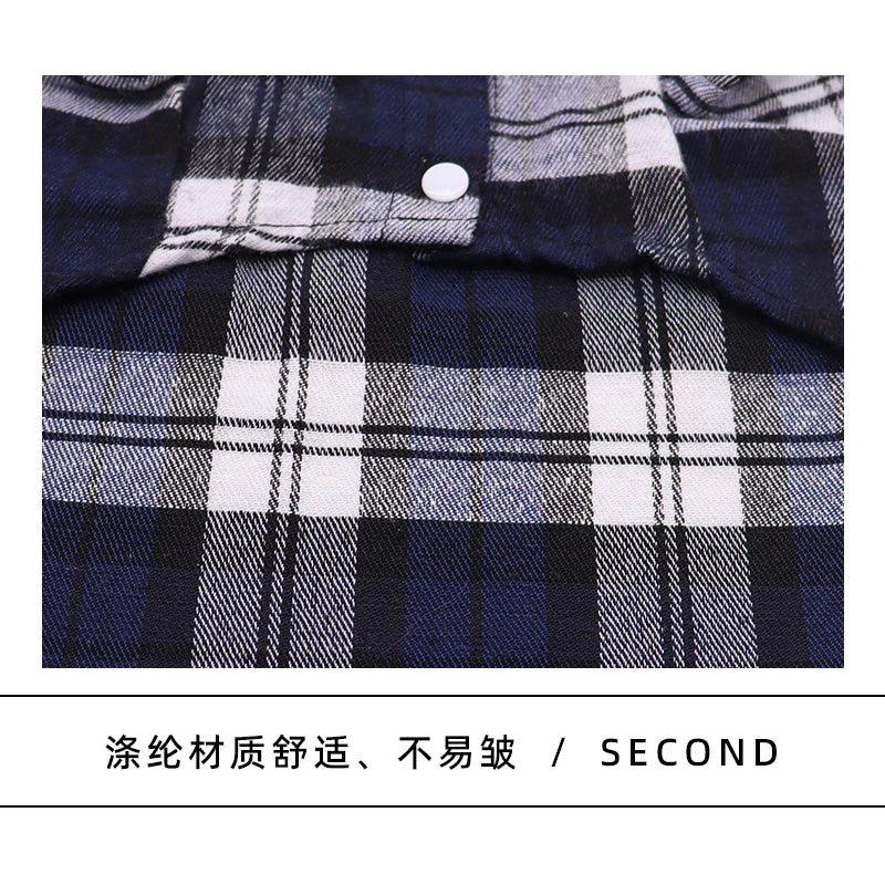 British Style Dog Clothes Summer Pet Plaid Shirt Lapel Coat Cat Jacket Clothes Costume Puppy Kitten Top Apparel