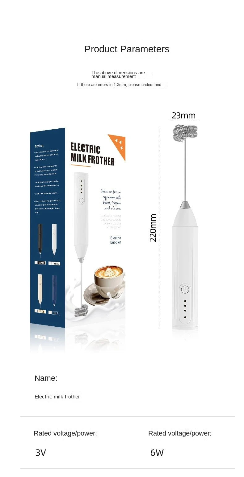 Automatic Stainless Steel Handheld Whisk Mini Portable Blender with 3 Speed Adjustable USB Rechargeable Milk Frother for Kitchen