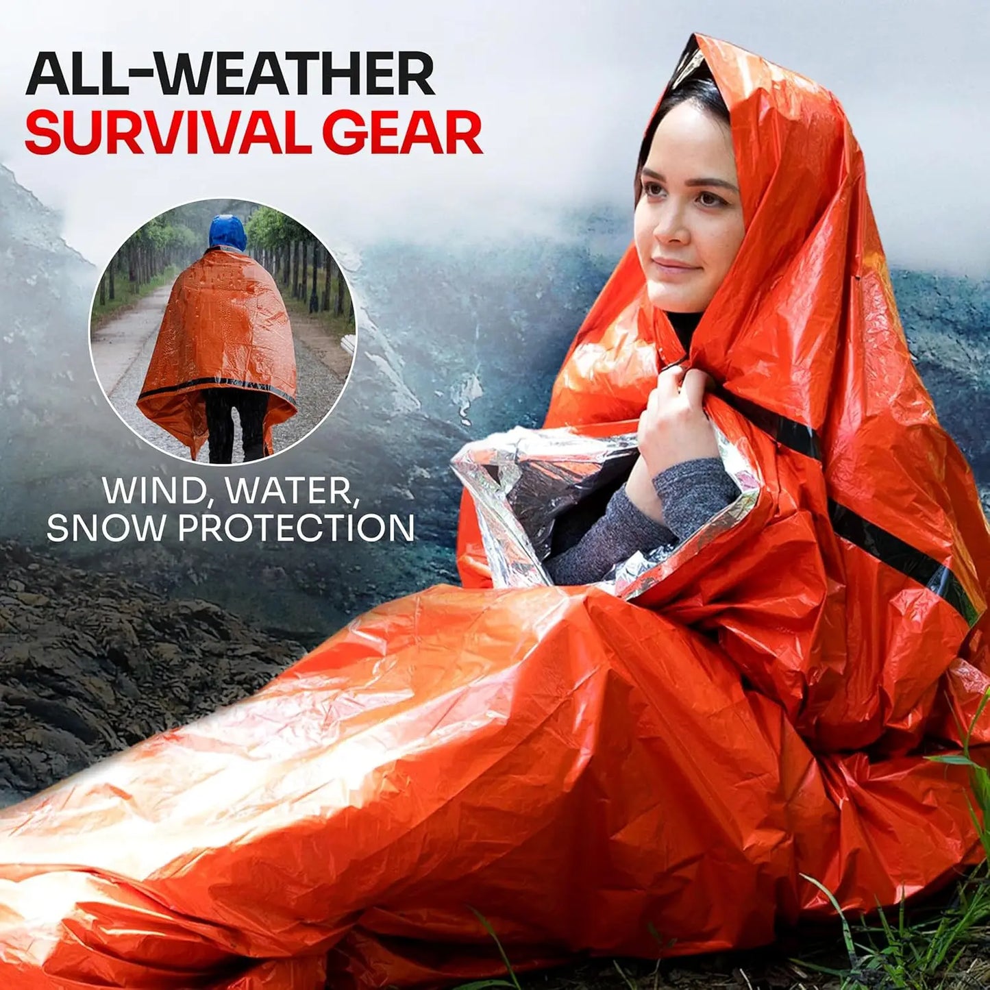 Emergency Sleeping Bag for Survival Gear and Supplies Life Bivy Sack Waterproof Mylar Emergency Blankets for Survival Kit