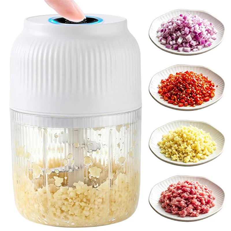 Electric Garlic Chopper Kitchen Mini Food Grinder Stainless Steel Blade Small Vegetable Chopper Household Meat Grinder For Home