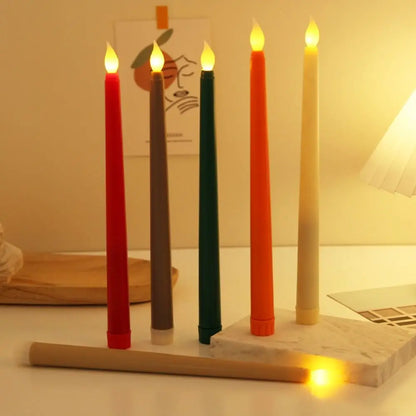 Simulation Led Candles with Flickering Flame Battery Operated Candlesticks 3D Wick Creative Flameless Taper Candles Thanksgiving