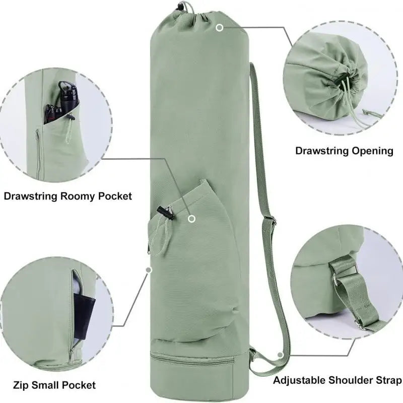 Yoga Mat Bag with Water Bottle Pocket and Bottom Wet Bag Multifunctional Sport Yoga Mat Carrier Storage Bag