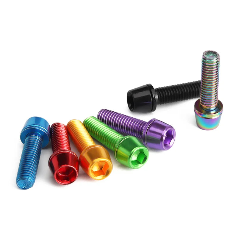 6pcs/set Bicycle Handlebar Screws Titanium-plated Colorful Steel M5*18MM MTB Bike Handle bar Stem Riser Screw In Bolts