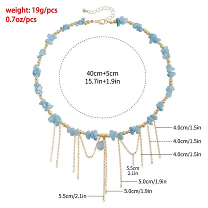 Water Droplet Necklace Tassel Necklace INS Style Collarbone Chain Natural Stone Pendant Necklace Women's Necklace Jewelry
