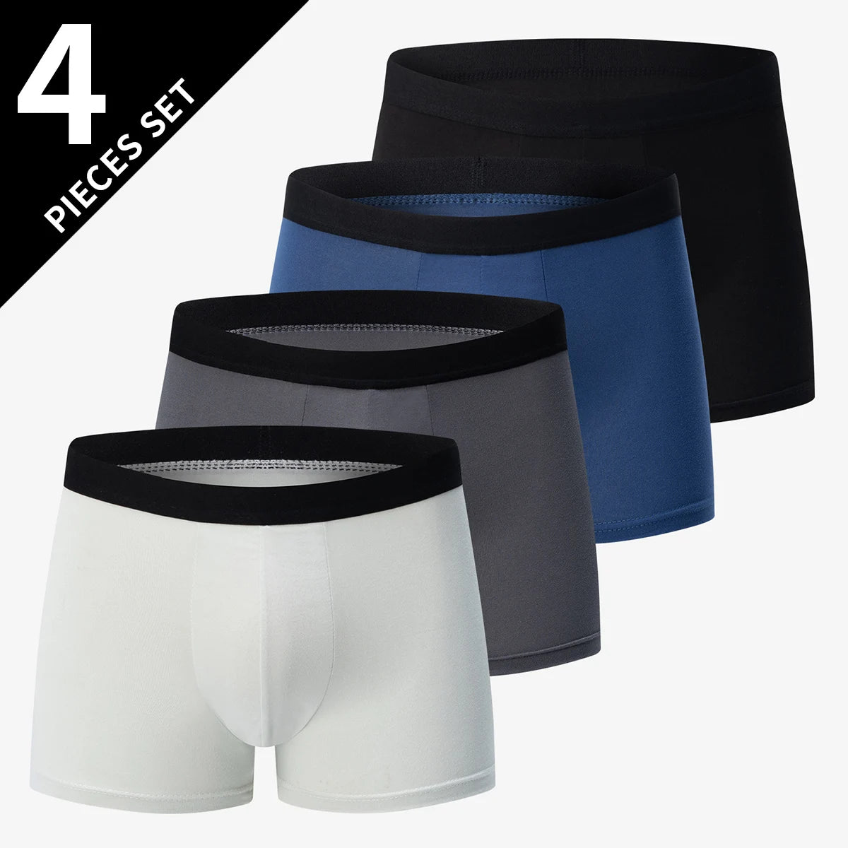 4 Pack European and American Size MEN'S FASHION Printed Boxer Underwear Comfortable Swimming Trunks Oversized Underwear Shorts