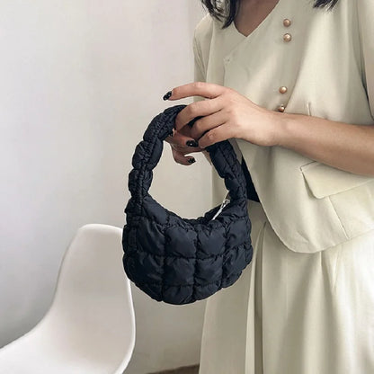 Mini Cloud Pleated Bags for Women Casual Quilted Handbag Nylon Padded Handle Bags Luxury Soft Puffy Bag Designer Underarm Bag