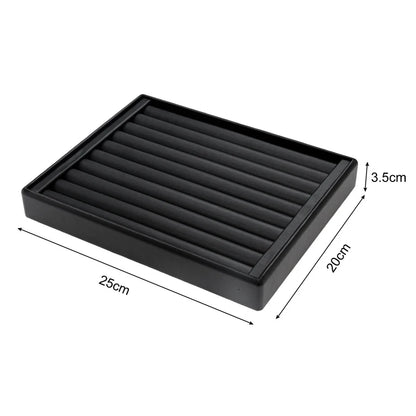 Stackable Leather Ring & Earring Tray - 25x20cm Black White Storage Box with Lid - Jewelry Organizer