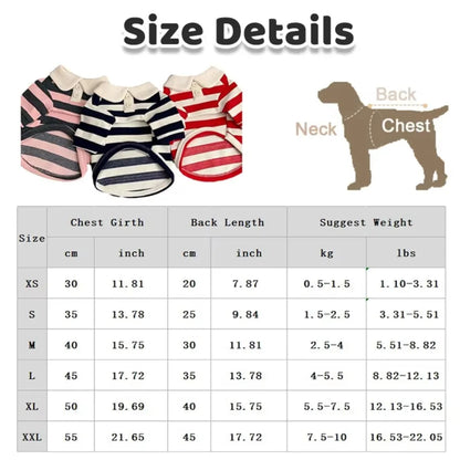 Pet Outfits Collared Style Dog Striped Shirt Comfortable Soft Dog T Shirts Cooling Vest Breathable Cat Vest for Puppy Dogs Cats