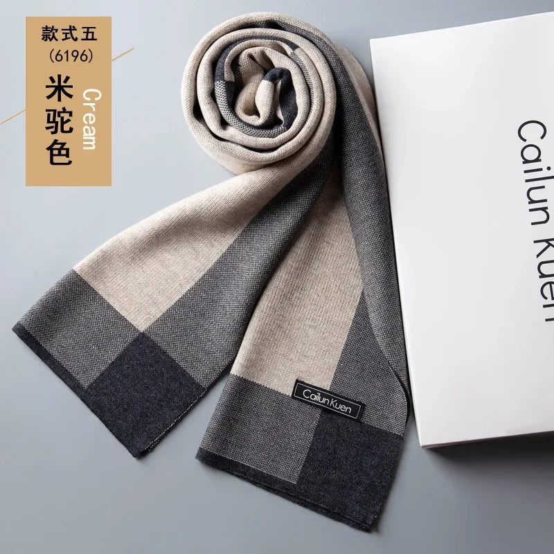 High Quality Wool Men Scarf Autumn Winter Classic Business Thermal Muffler Male Soft Korean Version Long Thick Warm Shawl No Box