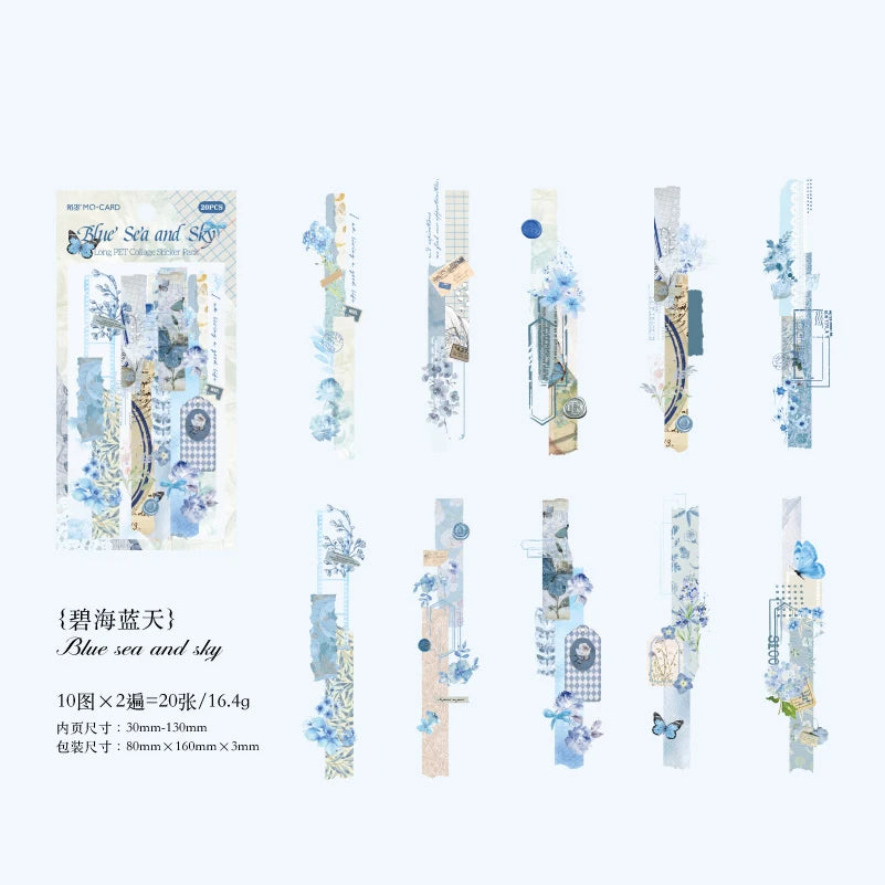 6 styles 20 pcs Paper lab series PET Material  Decorative Diy Diary Album Scrapbooking Material Junk Journal Supplies