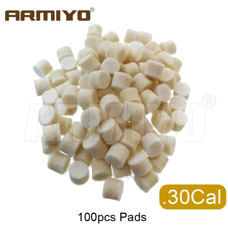 Armiyo .17Cal 5.56mm ~ 9mm .45Cal 100Pcs Wool Felt Polishing Pad Without Hole Bore Mop Brush Pipeline Cleaning Oiling Tool