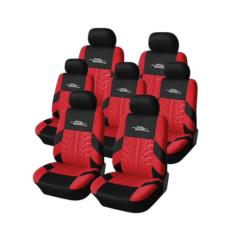 AUTOYOUTH 7PCS Universal Car Seat Cover Fashion Tire Indentation Car Seat Cover Fit for Cars Trucks & SUVs Automotive Interior