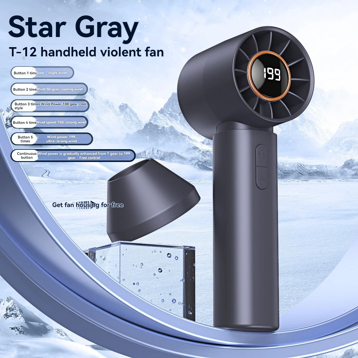 New Portable Mini Handheld Fan with LED Display USB Rechargeable Battery Outdoor Fan