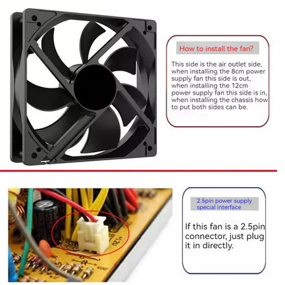 TEUCER PSU Cooling Fan 120x120x25mm 12v 2pin High speed cooling fan for chassis power supply