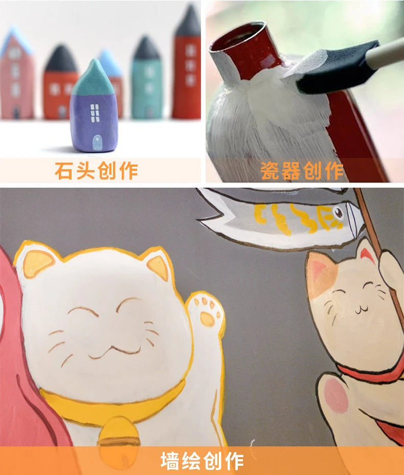 300ml White Acrylic Paints In Large Jars for Wall Painting Without Losing Color Waterproof and Sun Protection Art Supplies