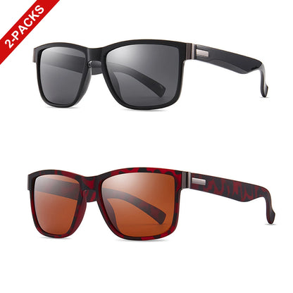 2 Packs Classic Men and Women's Sunglasses Outdoor Sports Cycling Fishing Hiking Golf Square Glasses with UV Protection