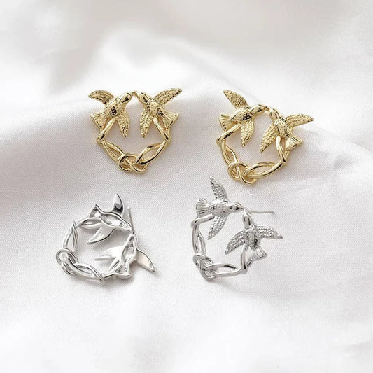 1Pair Fashion Trend Charm Creative Lovebirds Earrings Cute Simple Handmade Earrings For Women Girls Jewelry Accessories Gifts