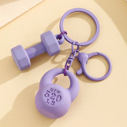 New DIY Fitness Equipment Keychain,Resin Kettle Bell Dumbbell Keychain Pendant,Colorful Barbell Car Bag Hanging Accessory