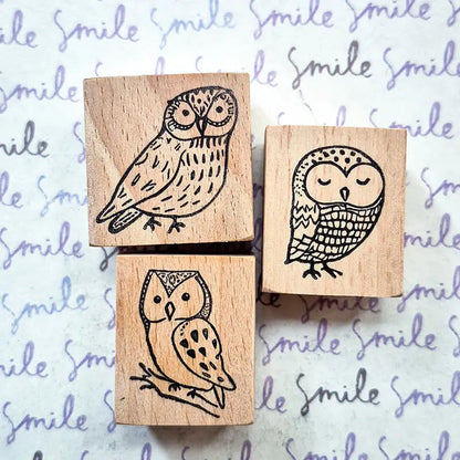 Stamp Scrapbooking Night Owl Journaling Supplies Kawaii Stationary Birds Wooden Stamps