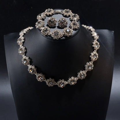 Shiny Fine Black Jewelry Necklace Earrings Bracelet Women's Costume Decoration Set Holiday Wedding Bridal Everyday Gift M-1022