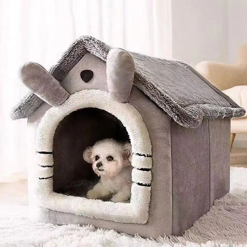 Indoor Warm Dog House Soft Pet Bed Tent House Dog Kennel Cat Bed Removable and Washable Cushion Suitable Four Season Universal