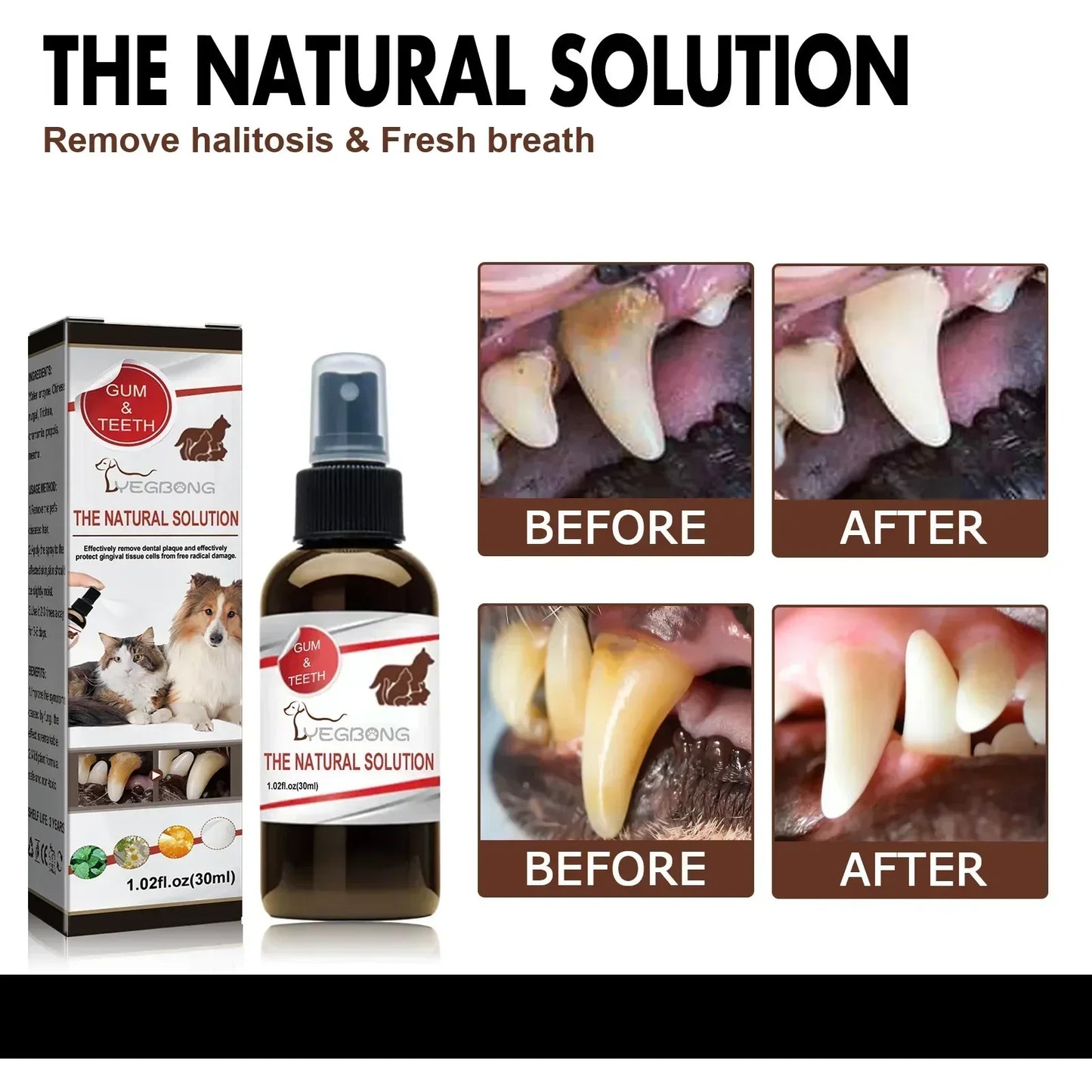 30ml Pet Tooth Cleaning Spray Dogs Remove Bad Breath Freshener Cats Oral Cleaning Dental Care Deodorization Spray Pet Supplies