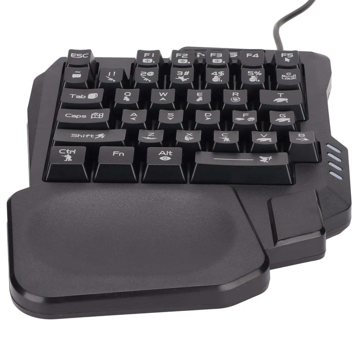 35 Keys Gaming Keyboard Black One Handed Gaming Keyboard Anti Slip Design Three Colors Backlight for Mobile Games for Computer