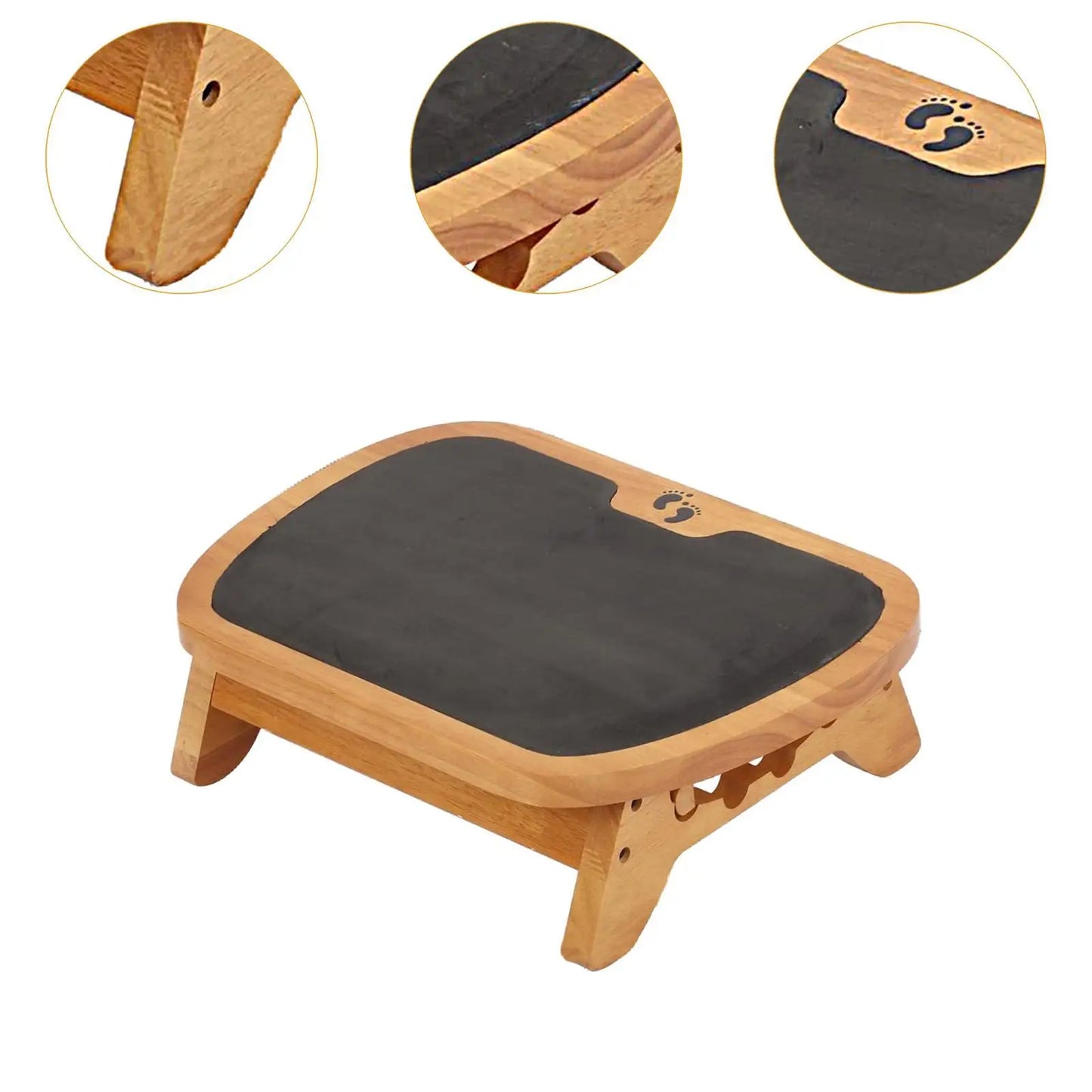 Wooden Office Footrest Adjustable Height Foot Rest  Portable Non-Slip Under Desk Footstool for Working And Gaming