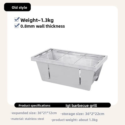 Outdoor Barbecue Grill Stainless Steel Portable Outdoor Stove Brazier IGT Table  Folding 1 Unit Firewood Stove Barbecue Camping