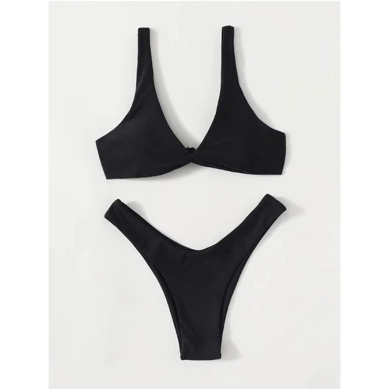 Simple Solid Bathing Suit Women Sexy Triangle Bandage Micro Bikini Swimsuit 2025 New Summer Beach Bathing Suit Two Piece Female