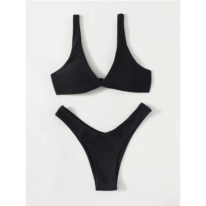 Simple Solid Bathing Suit Women Sexy Triangle Bandage Micro Bikini Swimsuit 2025 New Summer Beach Bathing Suit Two Piece Female