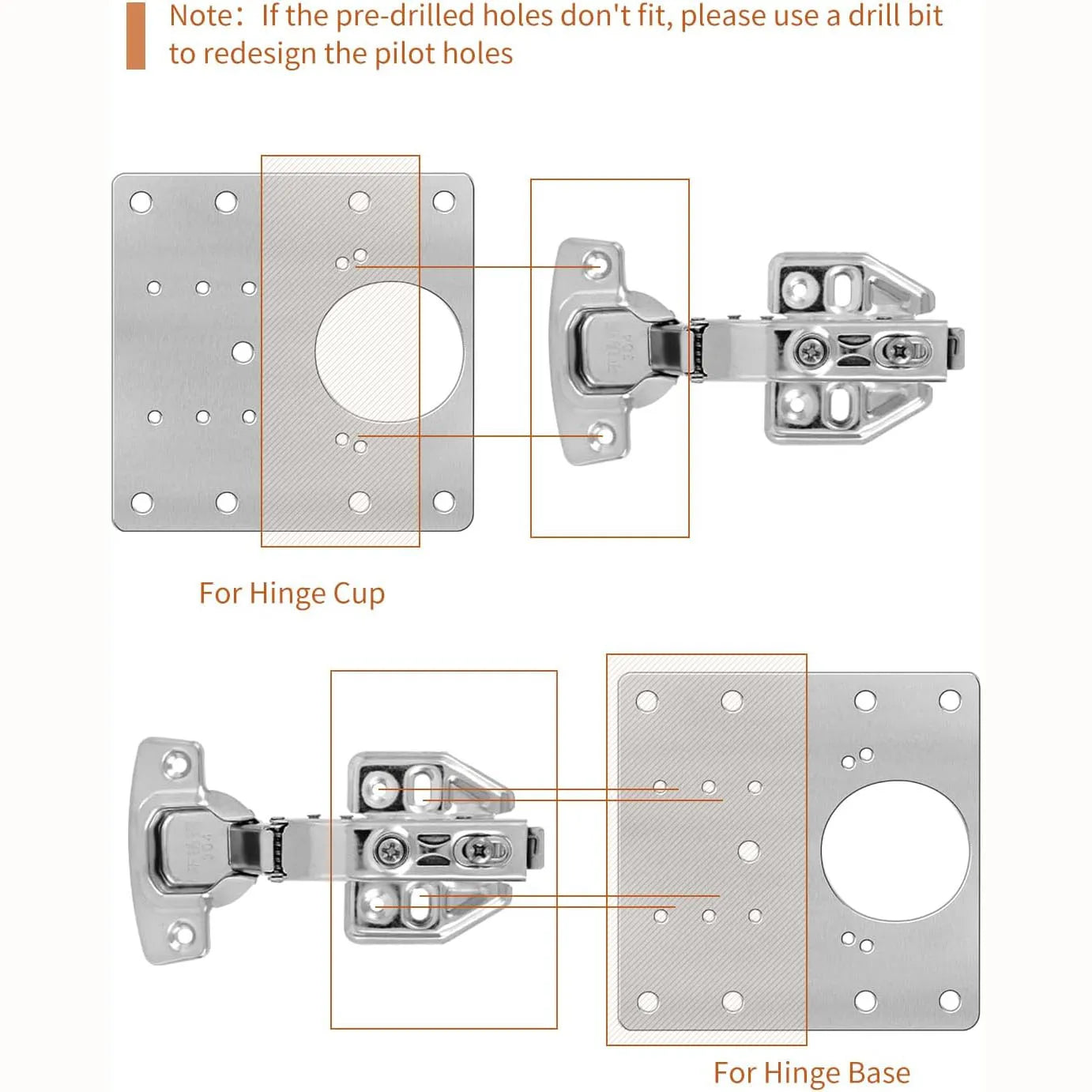 4/10 Cabinet Hinge Repair Plate Kit Kitchen Cabinet Door Hinge Installation Plate with Hole Flat Fixing Bracket Household Tools