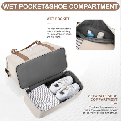 Travel Tote Bag, Lightweight Handbag with Shoe Compartment, Large Capacity Crossbody Shoulder Bag, Cabin Travel Bag, Sports Bag