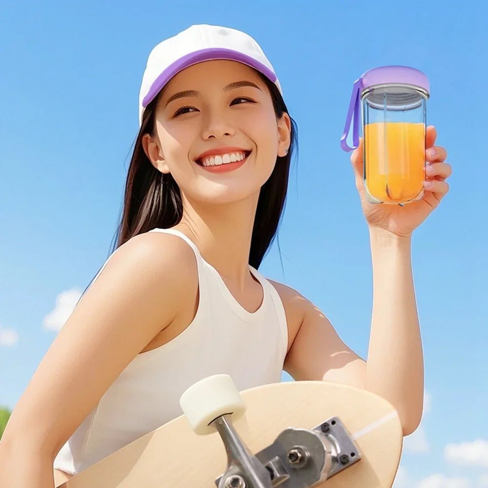 Portable Blender with Lid 500ML Rechargeable Wireless Orange Juicer 16 Stainless Blades USB Smoothie Vegetables Fruits Mixer