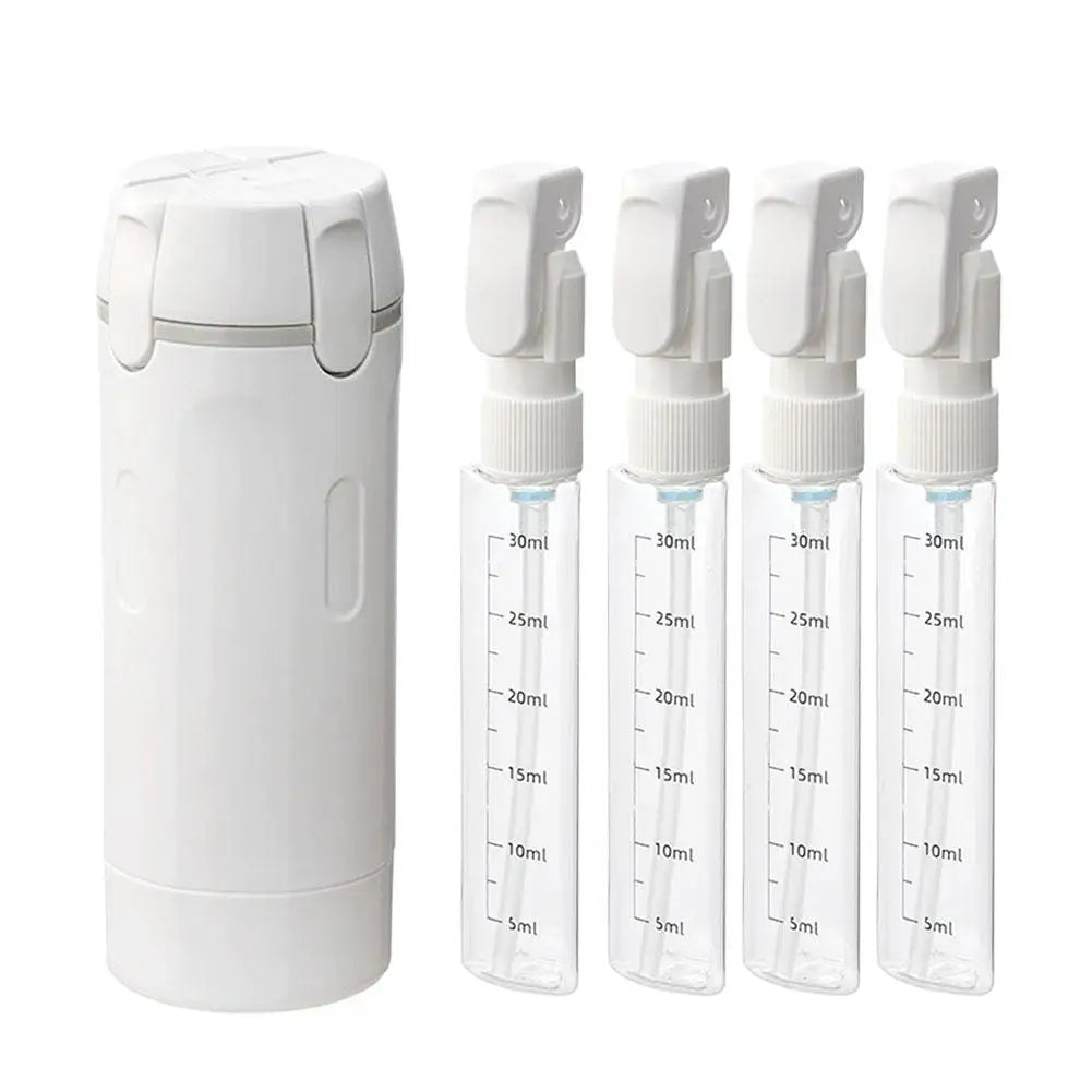 Travel Dispenser Storage Bottle With 4*30ml Inner Bottles -  Leakproof Portable Refillable For Shampoo Conditioner Lotion Toner