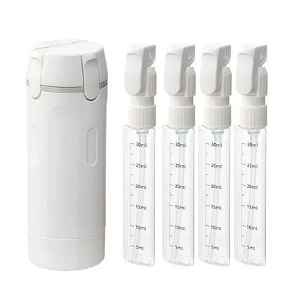Travel Dispenser Storage Bottle With 4*30ml Inner Bottles -  Leakproof Portable Refillable For Shampoo Conditioner Lotion Toner