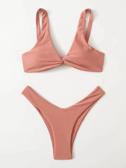 Simple Solid Bathing Suit Women Sexy Triangle Bandage Micro Bikini Swimsuit 2025 New Summer Beach Bathing Suit Two Piece Female