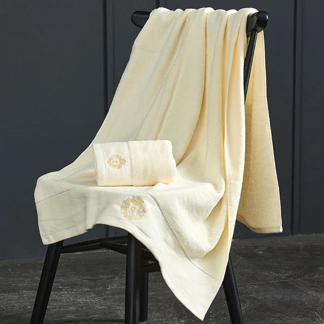 Large 140x70cm Bath Towels Cotton Thick Shower Towel Cover Embroidered Gift Sport Colors - Blue White Brown Black Green Grey
