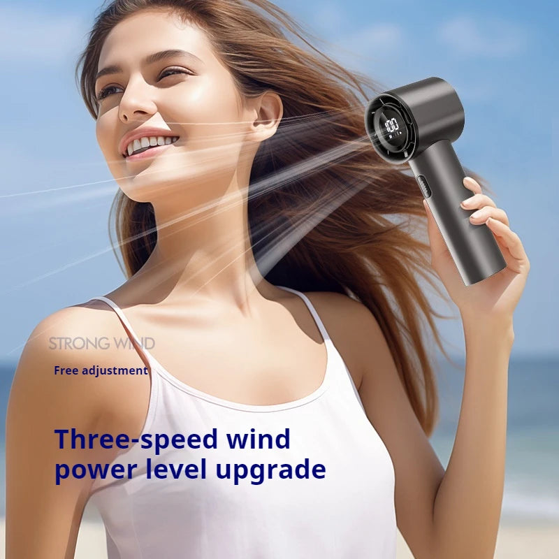 Portable Mini Handheld Fan with LED Display Semiconductor Refrigeration 100 Speeds USB Rechargeable Battery Outdoor Fan