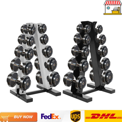 Steel Weight Plate Dumbbell Rack Storage Tree for 5 Pairs Dumbbells 100kg Capacity Weight Plate Holder Black/White