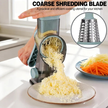 3 in 1 Multi-function Drum Vegetable Chopper Hand-operated Potato Slice Chopper Pressed Vegetable Grinder Peeled Garlic Chopper