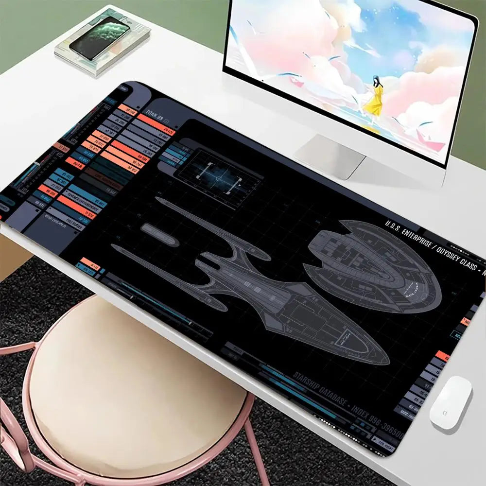 Black and White Mouse Pad Star Trek Laptop Mouse Pad Office Mouse Pad Computer Keyboard and Mouse Pad Large-Size Gaming Desk Mat