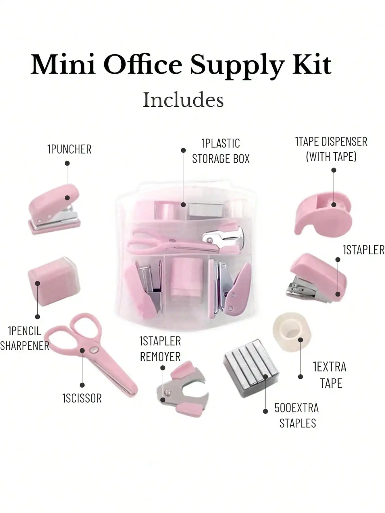 8pcs Mini Office Supply Kits Mini School Supplies – includes Mini Stapler,Scissors, Staple Remover, Staples, Tape Dispenser